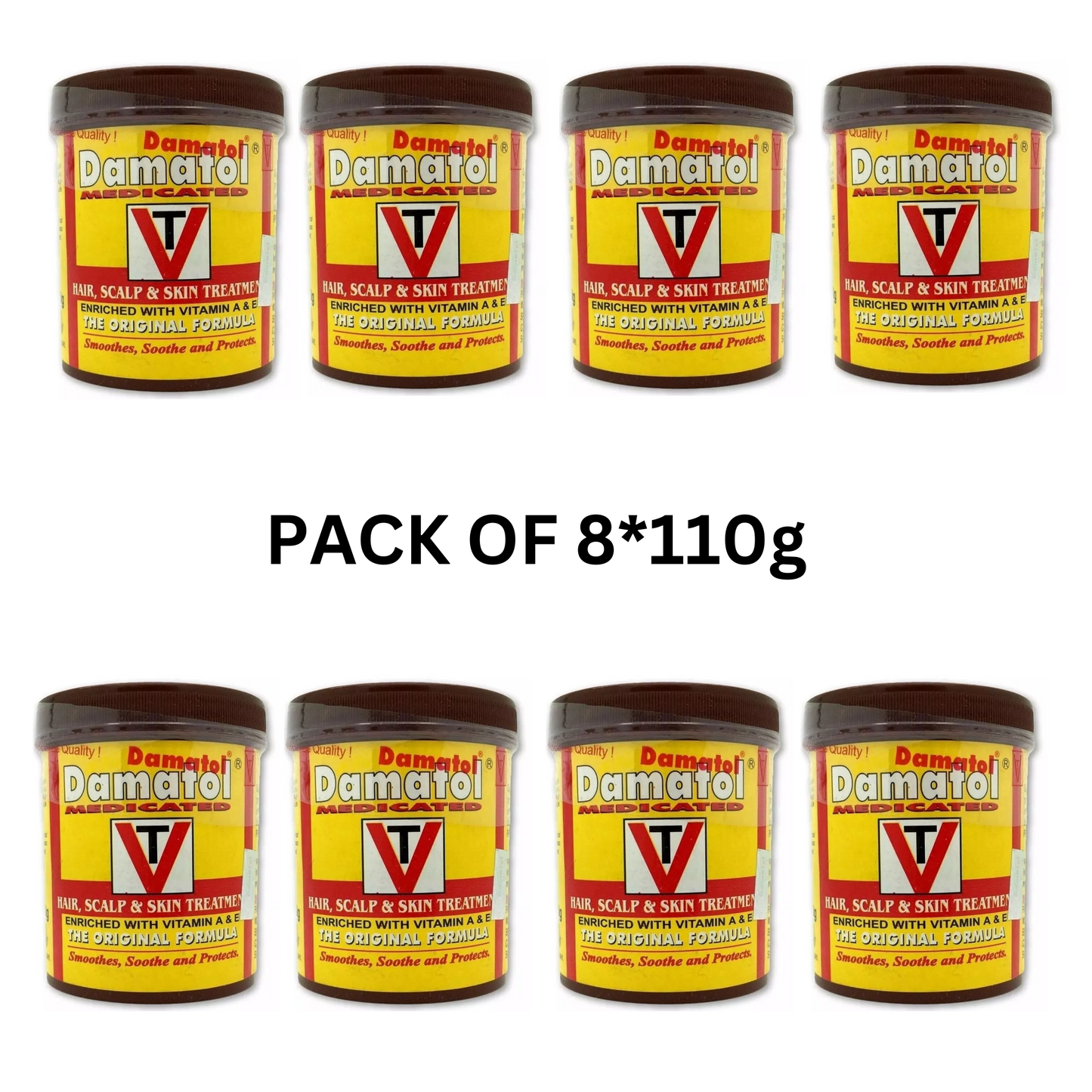 (PACK OF 8) Damatol Medicated Hair & Scalp Treatment - Original Formula, Vitamins A & E