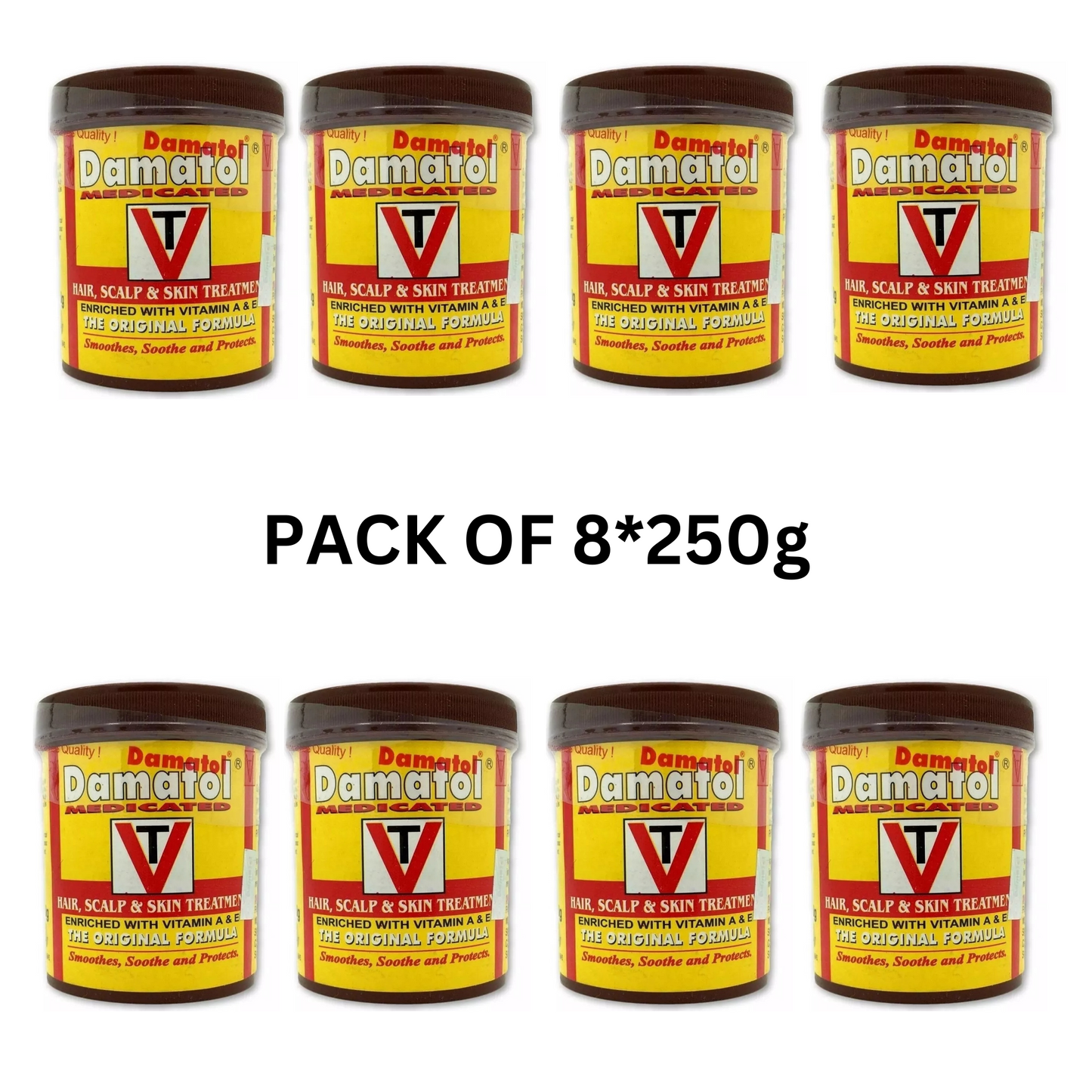 (PACK OF 8) Damatol Medicated Hair & Scalp Treatment - Original Formula, Vitamins A & E