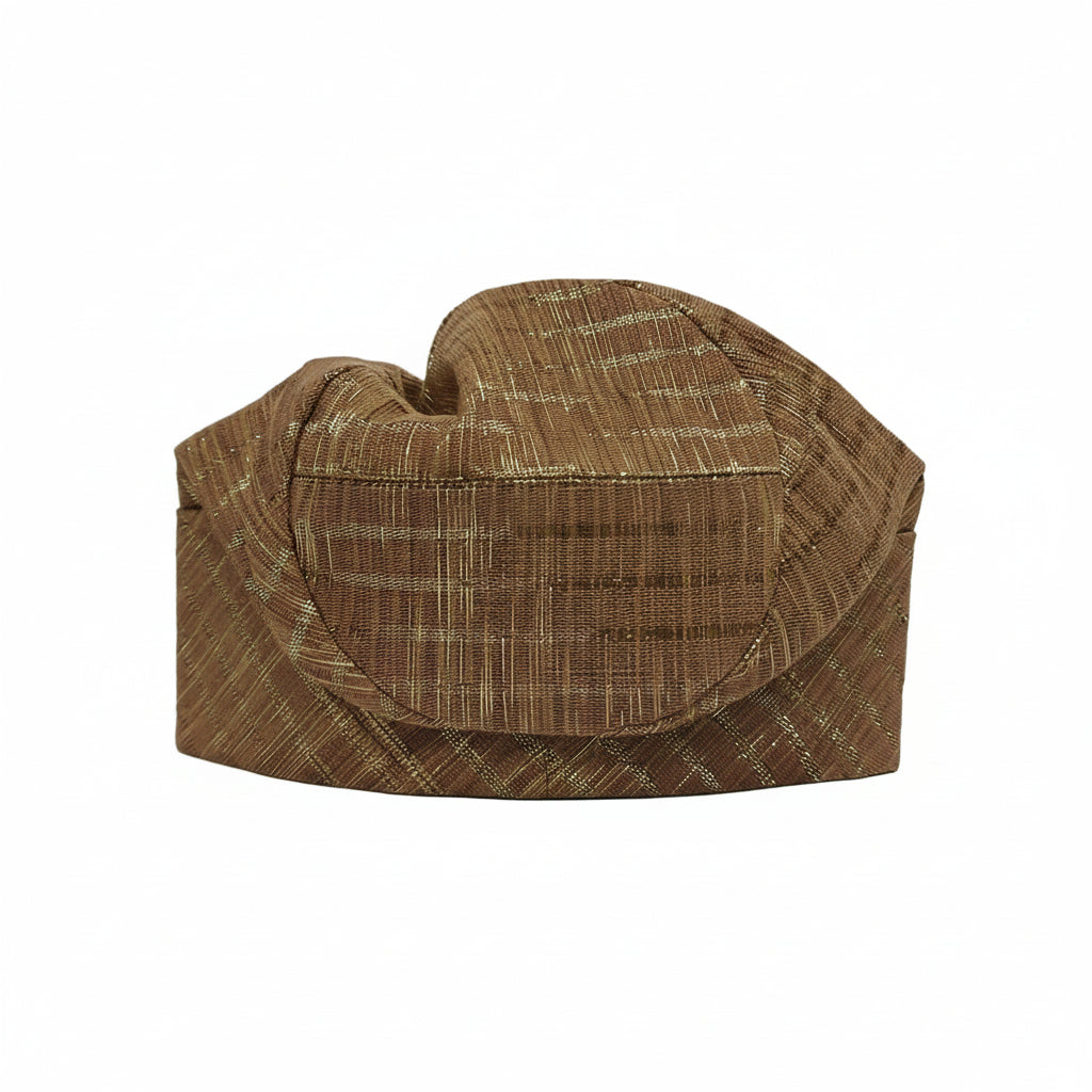 Premium Aso-Oke Yoruba Men Cap | African Cap for Weddings, Parties and Other Events | M 23" - Golden