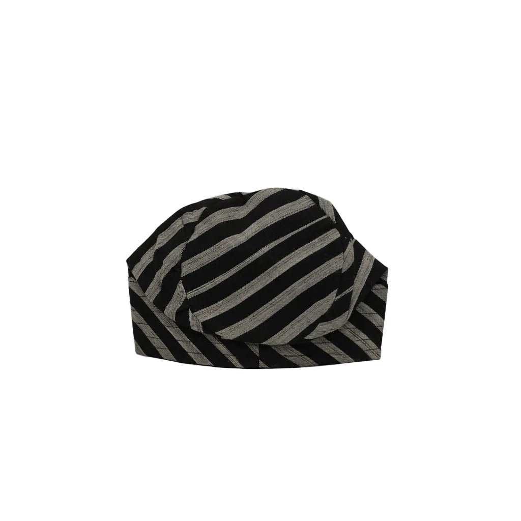 Premium Aso-Oke Yoruba Men Cap | African Cap for Weddings, Parties and Other Events | M 23" - Black Striped