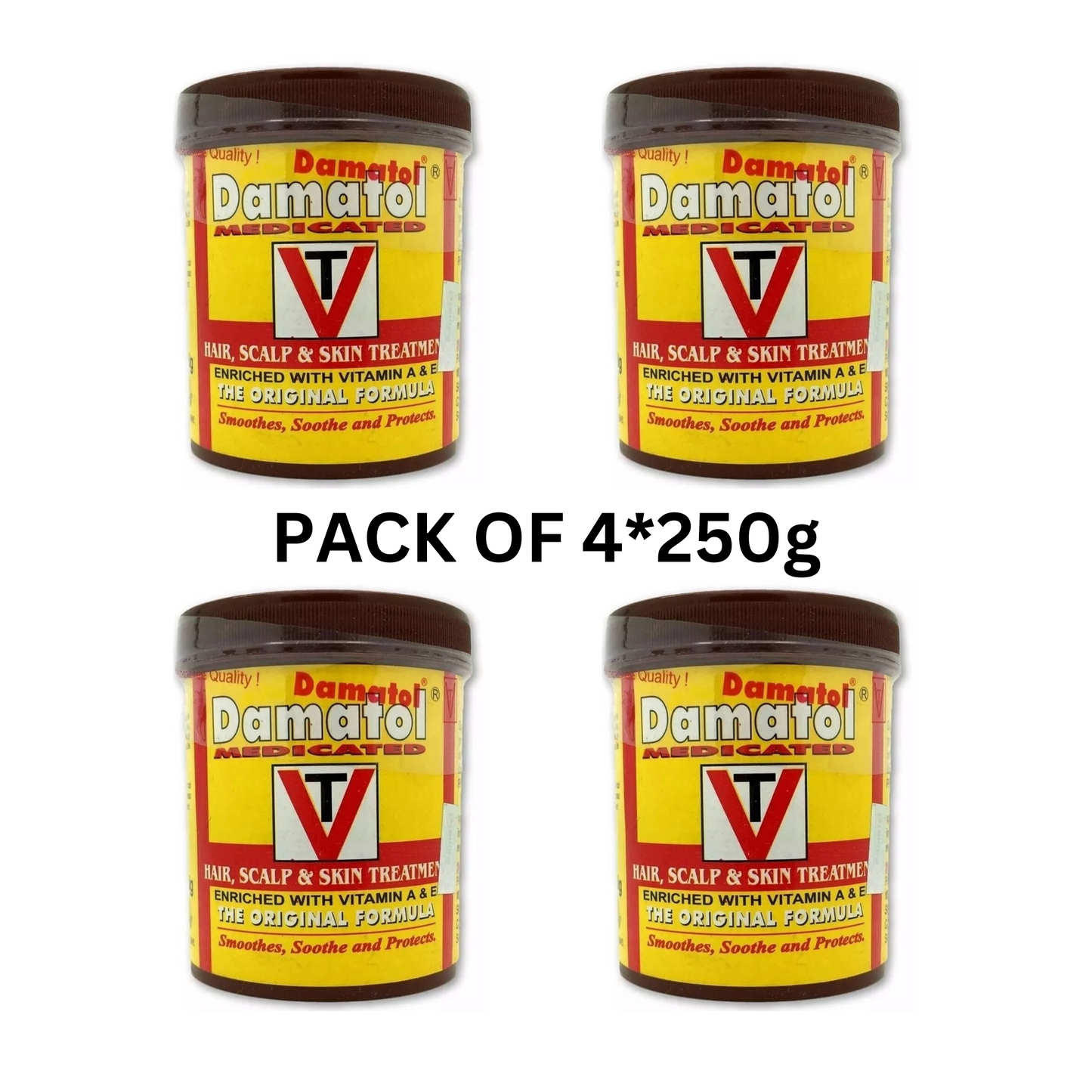 (PACK OF 4) Damatol Medicated Hair & Scalp Treatment - Original Formula, Vitamins A & E