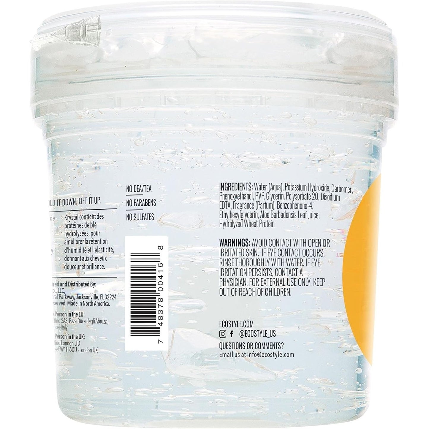 Eco Style Krystal Eco Styler Hair Gel, Hydrate and Style, Alcohol-Free, Clear 473 ml (Pack of 1)