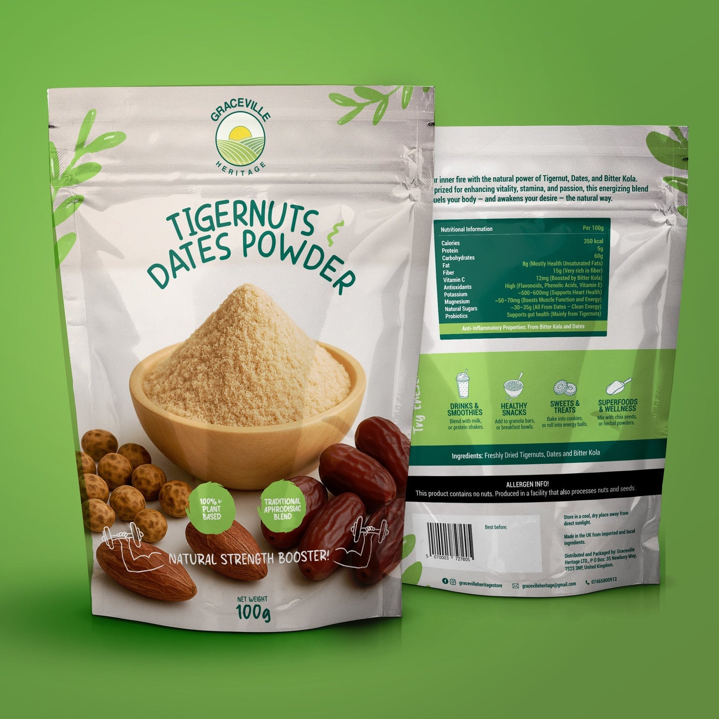 Tigernut and Date Powder With Bitterkola | Traditional Aphrodisiac Powder