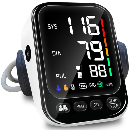GLOXMART Professional Blood Pressure Monitors Large Cuff Blood Pressure Machine CE Approved UK, 2x199 Records Automatic Upper Arm BP Machine for Home Use 4.5in LED Backlit Adjustable Large Font Screen,Cuff 8 - 17 Inches - GLOXMART
