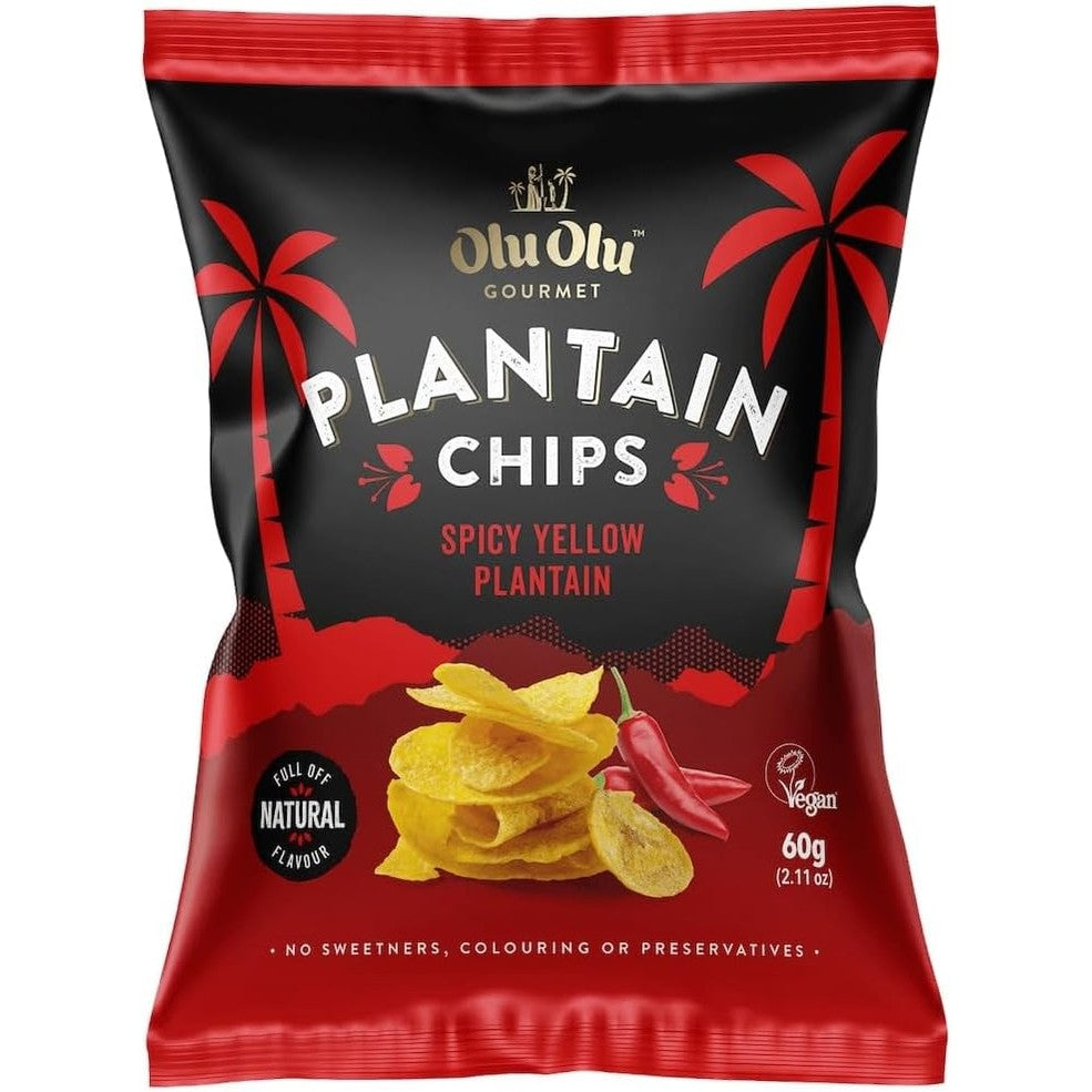Olu Olu Gourmet I Plantain Chips I Box of 24 Mixed I 8 Pack of Chilli Plantain I 8 Pack of Sweet Yellow Plantain I 8 Pack of Green Plantain with Salt I 60G - GLOXMART