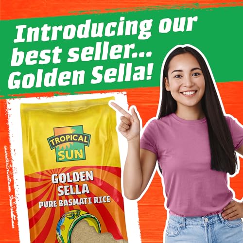 Tropical Sun Golden Sella Basmati Rice | Premium Basmati Rice 5kg | Long - Grain Perfect for Fluffy & Flavorful Rice Every Time (Pack of 1). - GLOXMART