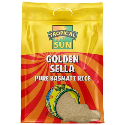 Tropical Sun Golden Sella Basmati Rice | Premium Basmati Rice 5kg | Long - Grain Perfect for Fluffy & Flavorful Rice Every Time (Pack of 1). - GLOXMART