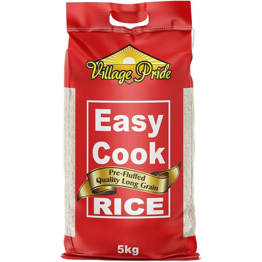 Village Pride Easy Cook Rice - 5kg Bag of Premium Quality, Pre - fluffed and Long - Grain Rice for Quick, Aromatic, and Versatile Rice Dishes - GLOXMART