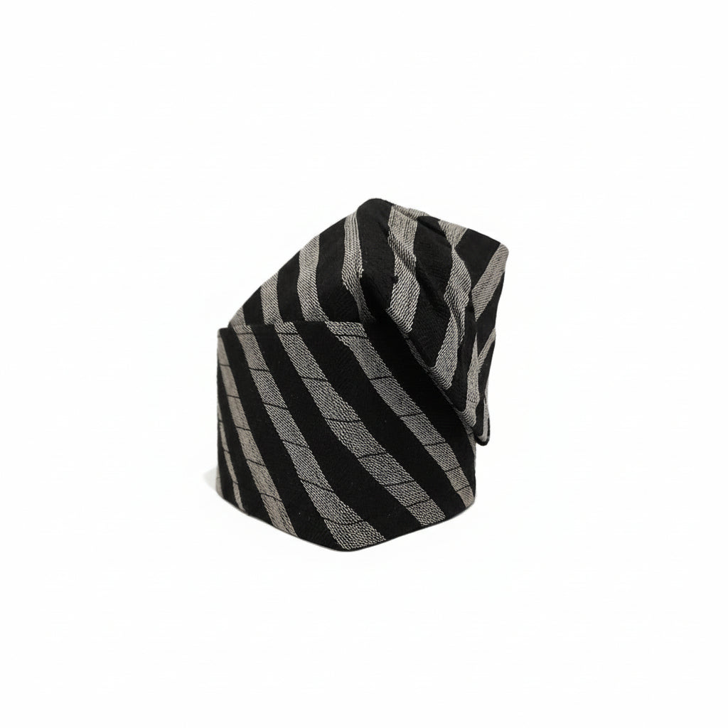 Premium Aso-Oke Yoruba Men Cap | African Cap for Weddings, Parties and Other Events | M 23" - Black Striped