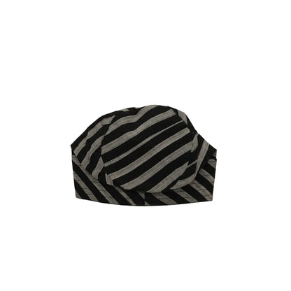 Premium Aso-Oke Yoruba Men Cap | African Cap for Weddings, Parties and Other Events | M 23" - Black Striped