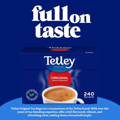 Tetley Original Black Tea Bags - Full Flavoured British Brew - Perfect for Breakfast or Anytime - Rainforest Alliance Certified - 160 Teabags (1 Pack)