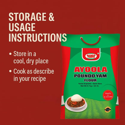 Ayoola Poundo Yam Flour – 3.6kg Pack | Authentic Instant Yam Flour | Traditional Nigerian & African Swallow Dish