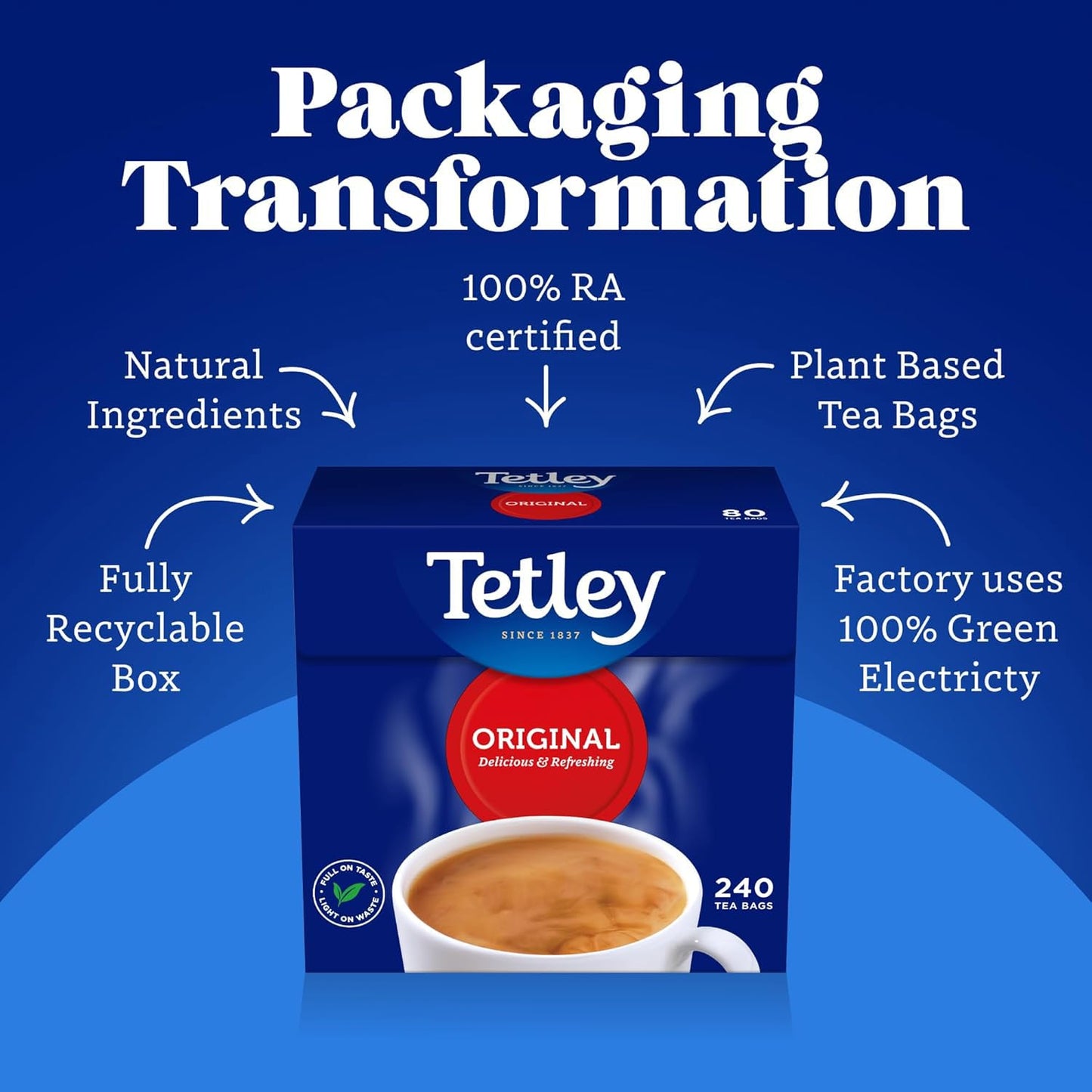 Tetley Original Black Tea Bags - Full Flavoured British Brew - Perfect for Breakfast or Anytime - Rainforest Alliance Certified - 160 Teabags (1 Pack)
