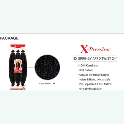 (1-Pack, 2T1B/27) 24" Outre Crochet Braids X-Pression Twisted Up 3X Springy Afro Twist 24" (1-Pack, 2T1B/27)