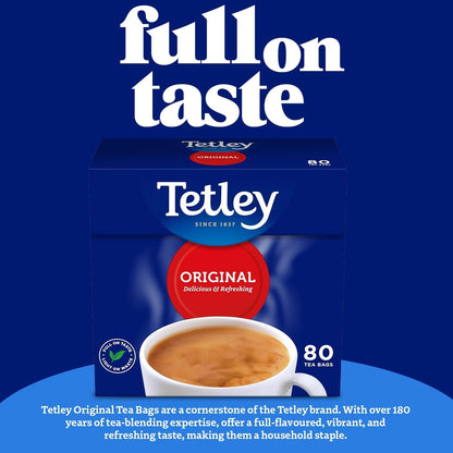 Tetley Original Black Tea Bags - Full Flavoured British Brew - Perfect for Breakfast or Anytime - Rainforest Alliance Certified - 160 Teabags (1 Pack)