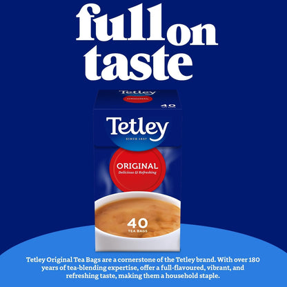 Tetley Original Black Tea Bags - Full Flavoured British Brew - Perfect for Breakfast or Anytime - Rainforest Alliance Certified - 160 Teabags (1 Pack)
