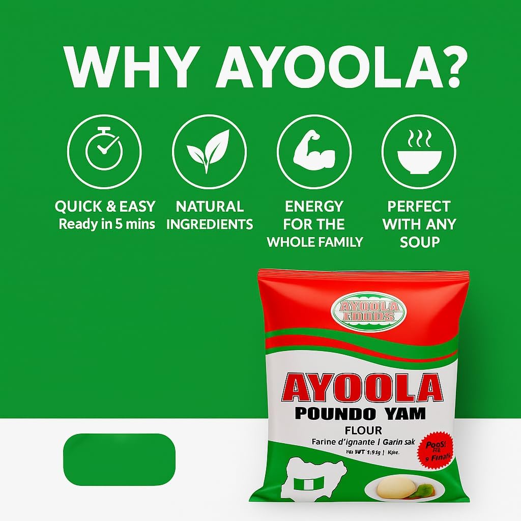 Ayoola Poundo Yam Flour – 3.6kg Pack | Authentic Instant Yam Flour | Traditional Nigerian & African Swallow Dish