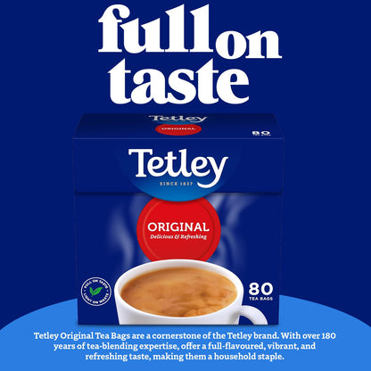 Tetley Original Black Tea Bags - Full Flavoured British Brew - Perfect for Breakfast or Anytime - Rainforest Alliance Certified - 160 Teabags (1 Pack)