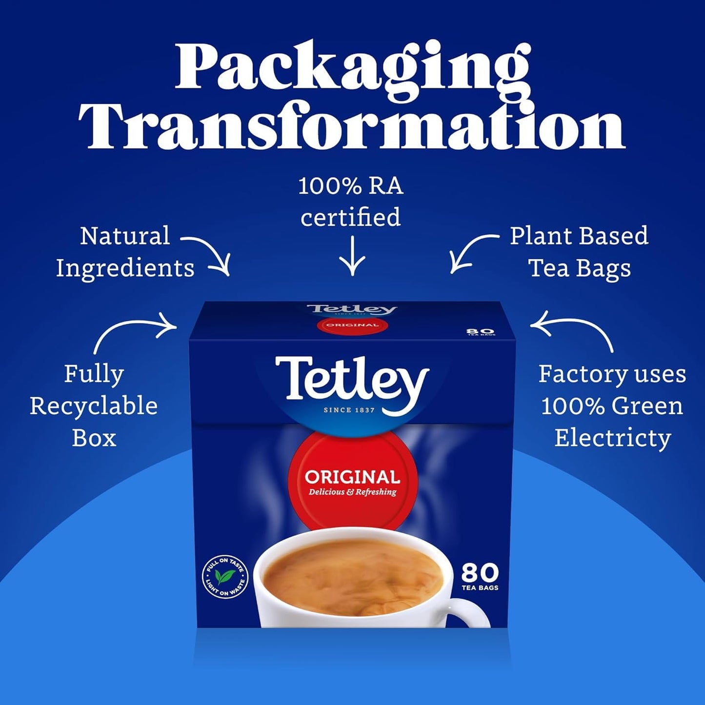 Tetley Original Black Tea Bags - Full Flavoured British Brew - Perfect for Breakfast or Anytime - Rainforest Alliance Certified - 160 Teabags (1 Pack)