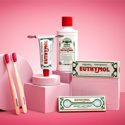 Euthymol Original Toothpaste 75ml x 6, Fluoride Free Anti-Plaque Antibacterial Cavity Teeth Gums Clean Healthy Protection Refresh Daily Oral Enamel Dental Care