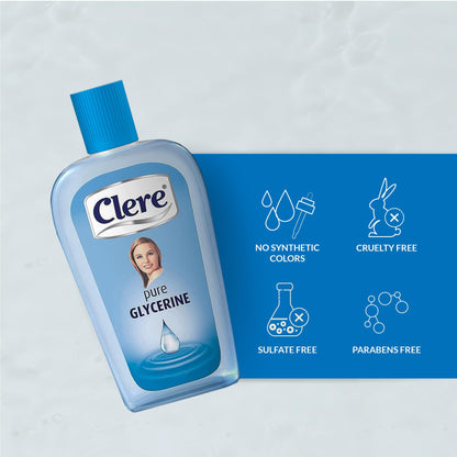 CLERE 100% Pure Glycerin Liquid for Versatile Body Skin Care, Glycerine for Face Moisturizes Dry Skin & Softens, Glycerol Reduces Stretch Marks 100 ml (Pack of 1) Sourced by Bronx International Ltd