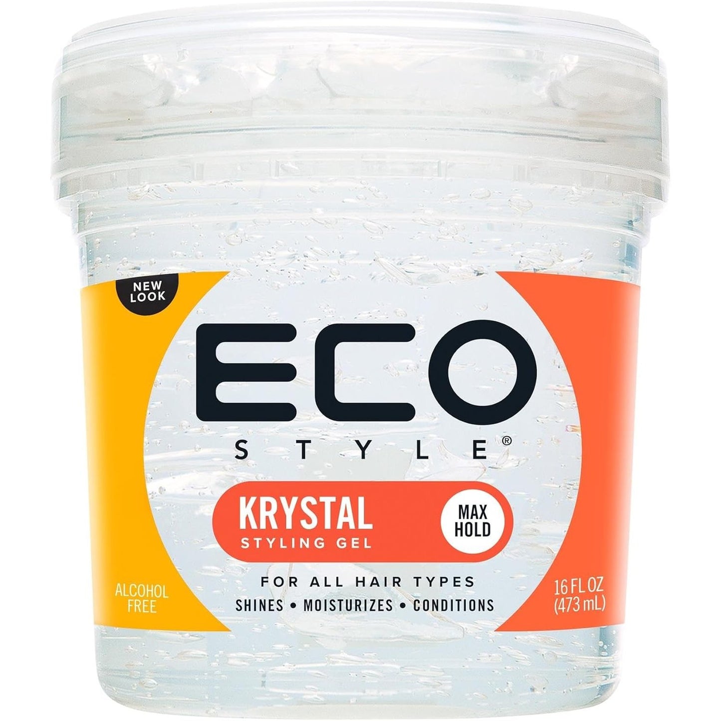 Eco Style Krystal Eco Styler Hair Gel, Hydrate and Style, Alcohol-Free, Clear 473 ml (Pack of 1)