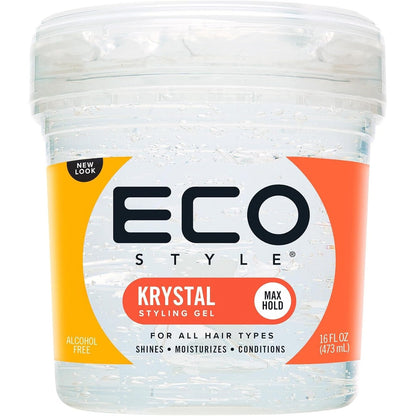 Eco Style Krystal Eco Styler Hair Gel, Hydrate and Style, Alcohol-Free, Clear 473 ml (Pack of 1)