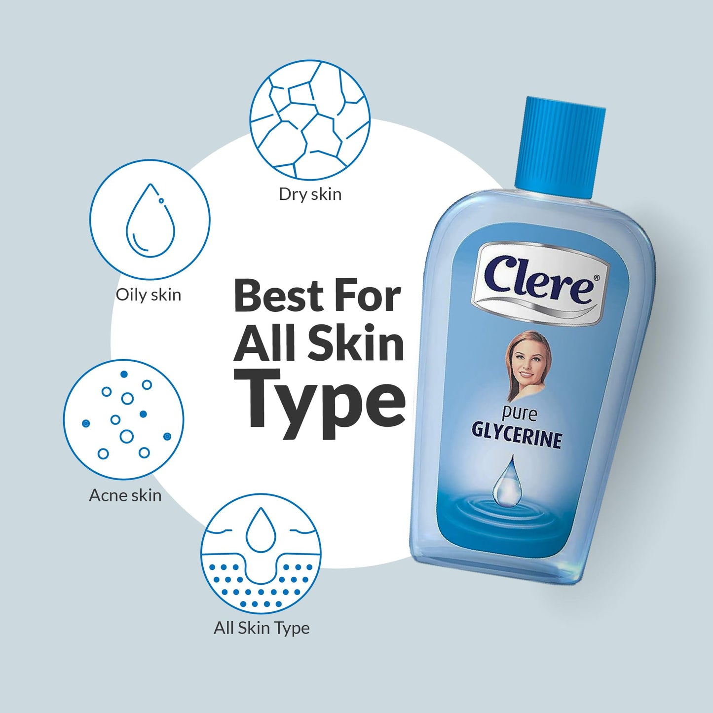 CLERE 100% Pure Glycerin Liquid for Versatile Body Skin Care, Glycerine for Face Moisturizes Dry Skin & Softens, Glycerol Reduces Stretch Marks 100 ml (Pack of 1) Sourced by Bronx International Ltd