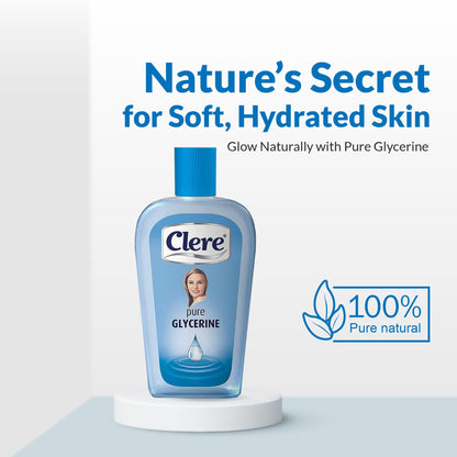 CLERE 100% Pure Glycerin Liquid for Versatile Body Skin Care, Glycerine for Face Moisturizes Dry Skin & Softens, Glycerol Reduces Stretch Marks 100 ml (Pack of 1) Sourced by Bronx International Ltd