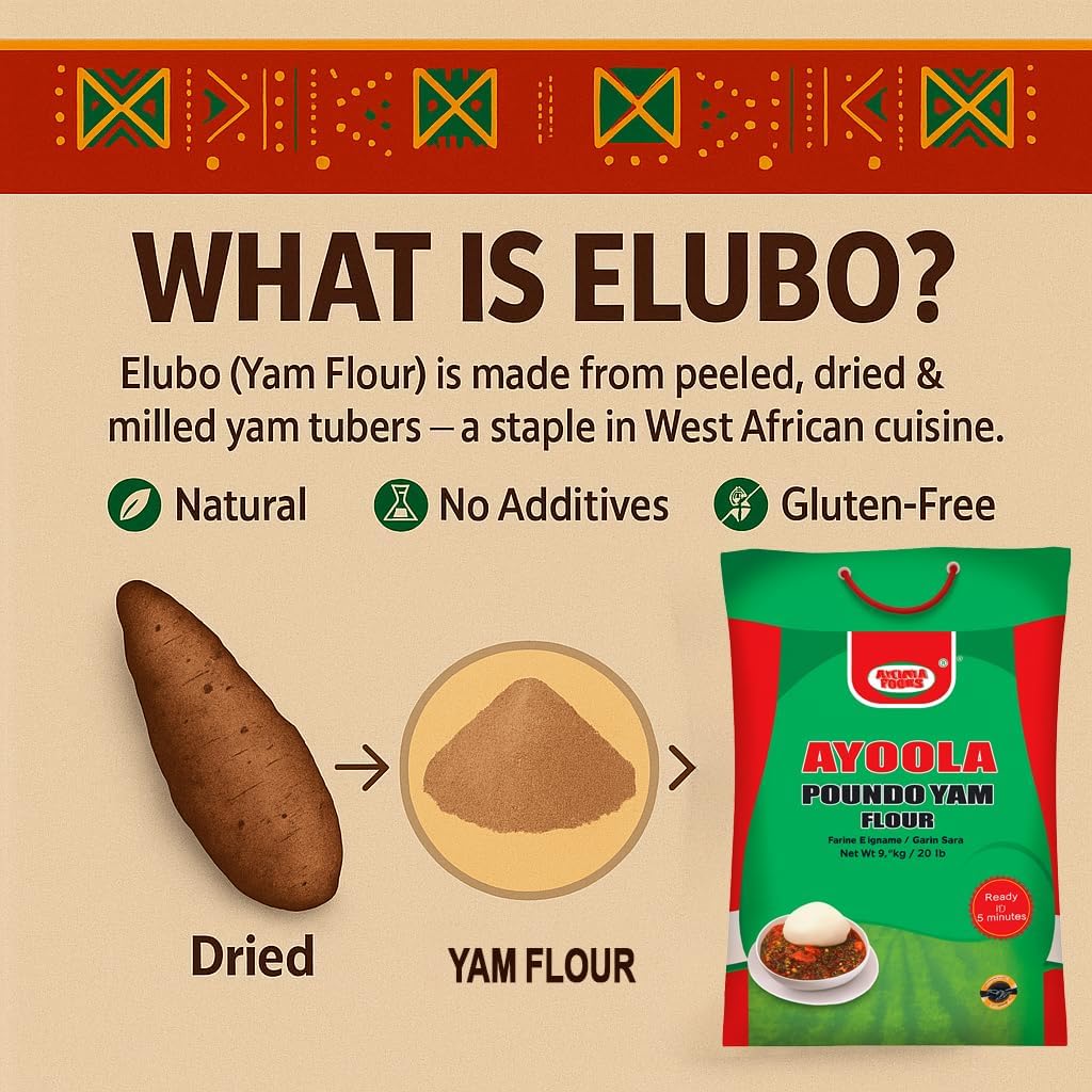Ayoola Poundo Yam Flour – 3.6kg Pack | Authentic Instant Yam Flour | Traditional Nigerian & African Swallow Dish