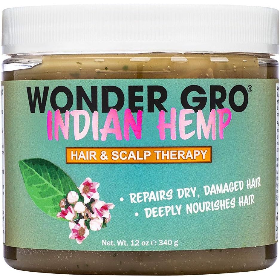 Indian Hemp Hair Grease Pomade, 12 fl oz - Hair Regrowth Styling Treatment - Deeply Nourishes & Repairs Damages By Wonder Gro