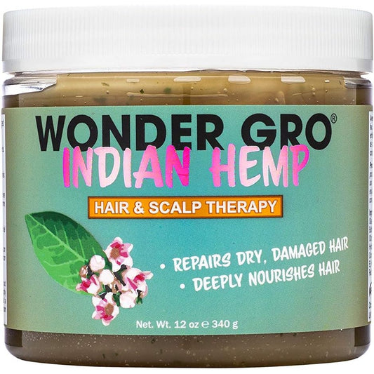 Indian Hemp Hair Grease Pomade, 12 fl oz - Hair Regrowth Styling Treatment - Deeply Nourishes & Repairs Damages By Wonder Gro