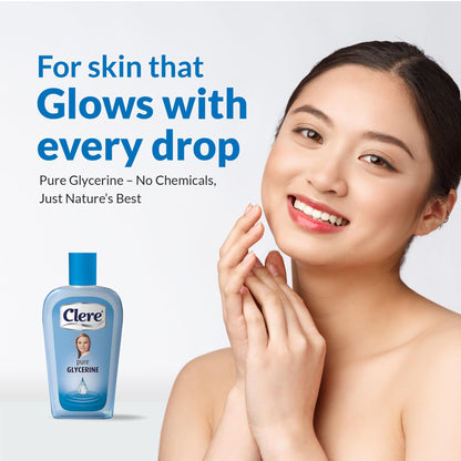 CLERE 100% Pure Glycerin Liquid for Versatile Body Skin Care, Glycerine for Face Moisturizes Dry Skin & Softens, Glycerol Reduces Stretch Marks 100 ml (Pack of 1) Sourced by Bronx International Ltd