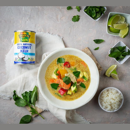 Tropical Sun Coconut Milk 400ml Pack of 6 | 100% Natural Canned Milk from Fresh Coconuts | Rich & Creamy Gluten-Free,Dairy-Free Vegan for Cooking, Baking, Curries & Smoothies