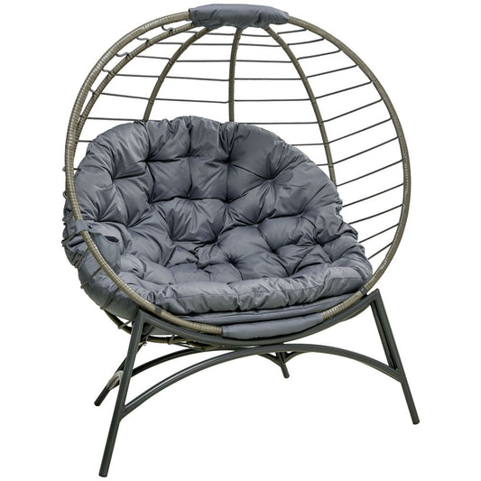 Rattan Egg Chair Wicker Basket Chair with Cushion Bottle Holder Bag