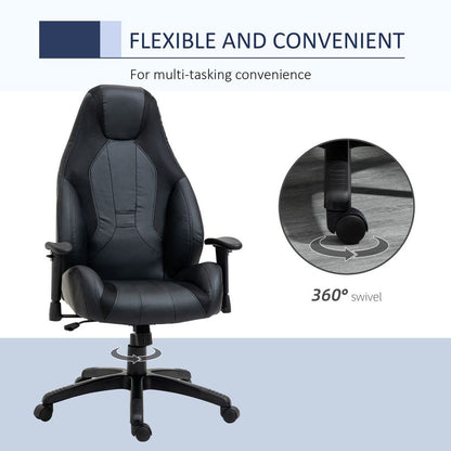 High Back Executive Office Chair Gaming Recliner w/ Footrest, Black