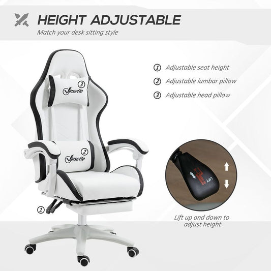 GLOXMART Racing Style Gaming Chair with Reclining Function Footrest, Black