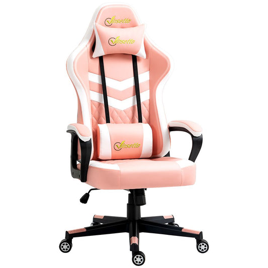 Racing Gaming Chair w/ Lumbar Support, Gamer Office Chair, Pink