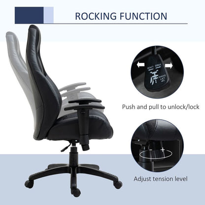 High Back Executive Office Chair Gaming Recliner w/ Footrest, Black