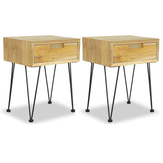 GLOXMART Bedside Cabinets | Rustic Coffee Table with Drawers 2 pcs 40x30x50 cm Solid Teak