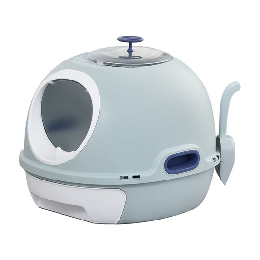 Cat Litter Box Pet Toilet With Scoop Enclosed Drawer Skylight Easy To Clean